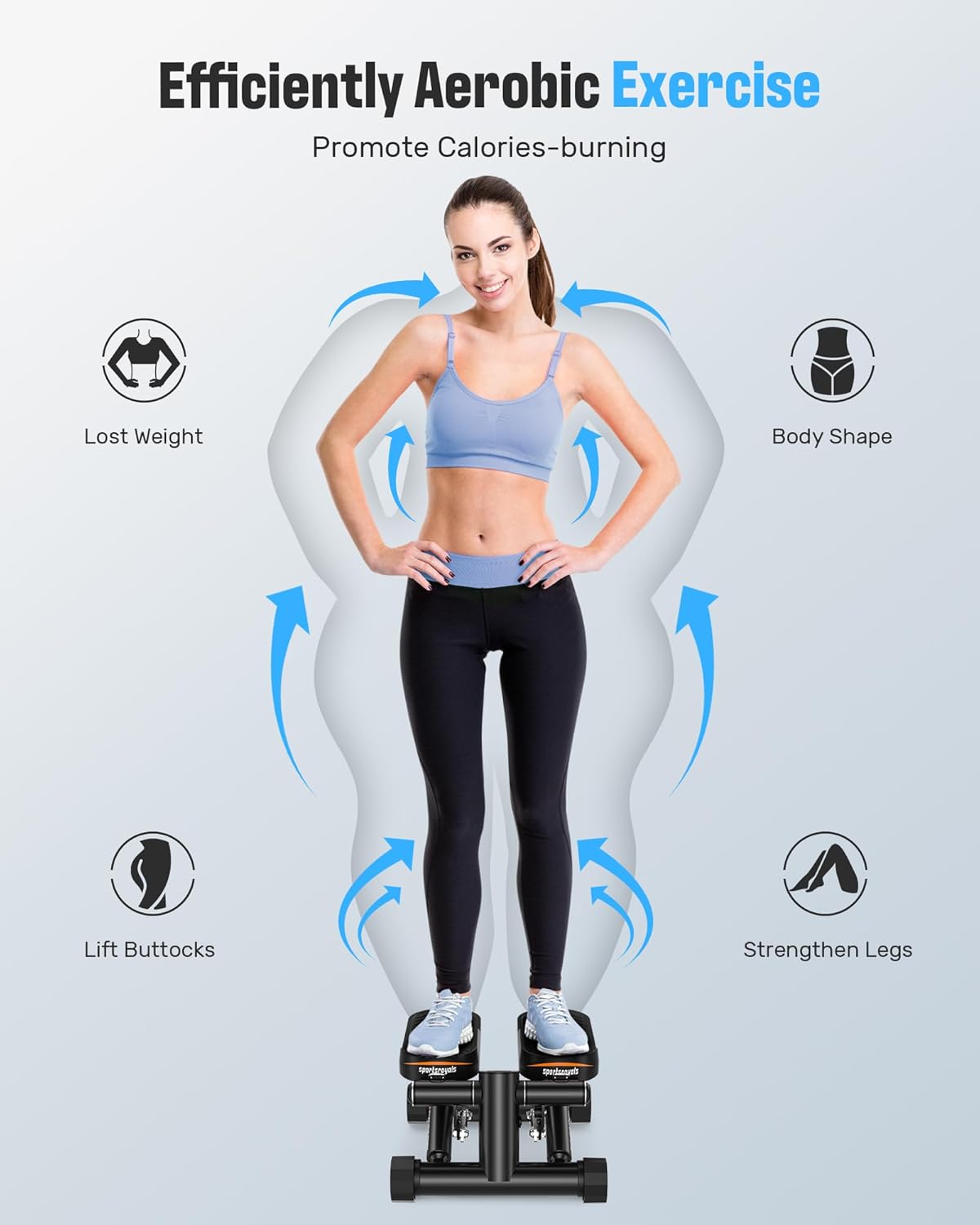 Stepper Per Scale - Allenamento A Casa, Regolabile E Pieghevole - Portata 150 Kg, Display LCD, Silenzioso
